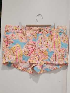 Lilly Pulitzer Turquoise, Pink and Yellow Shell-Print Jean Shorts